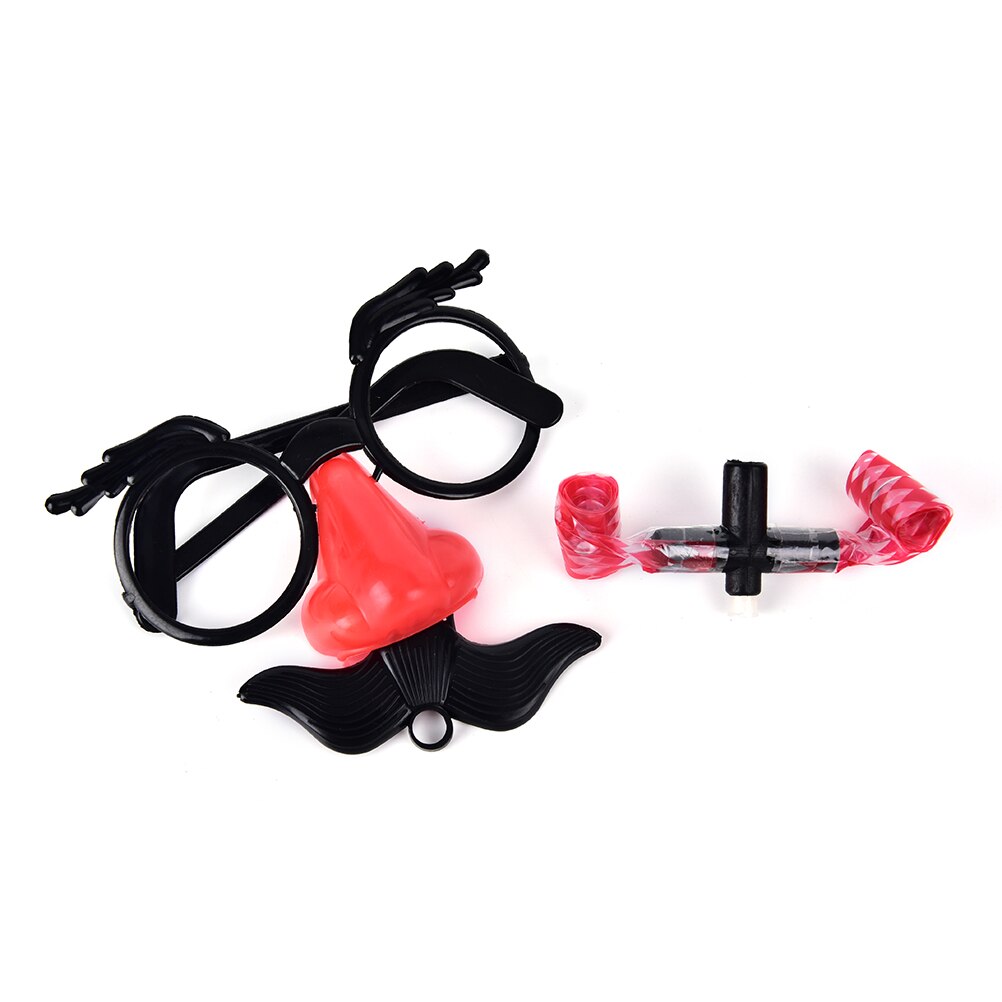 2 pièces drôle Clown nez moustache lunettes sifflet déguisement balle cadre rond faux nez coup de dragon blague Photo accessoires