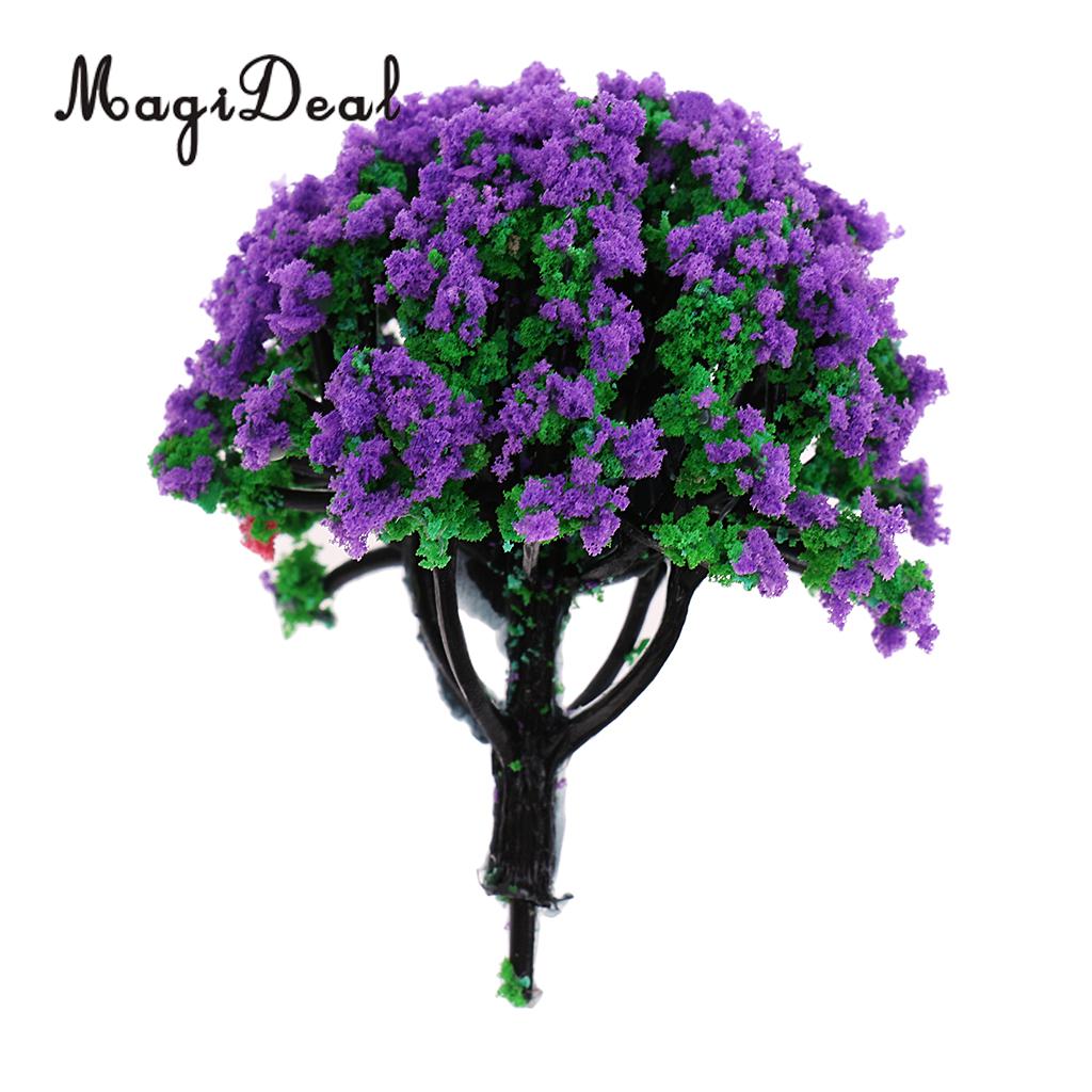 MagiDeal 10Pcs Train Railroad Garden Scene Scenery Landscape Model Trees N Scale with Flowers Model Building Kits Layout 6cm: Purple