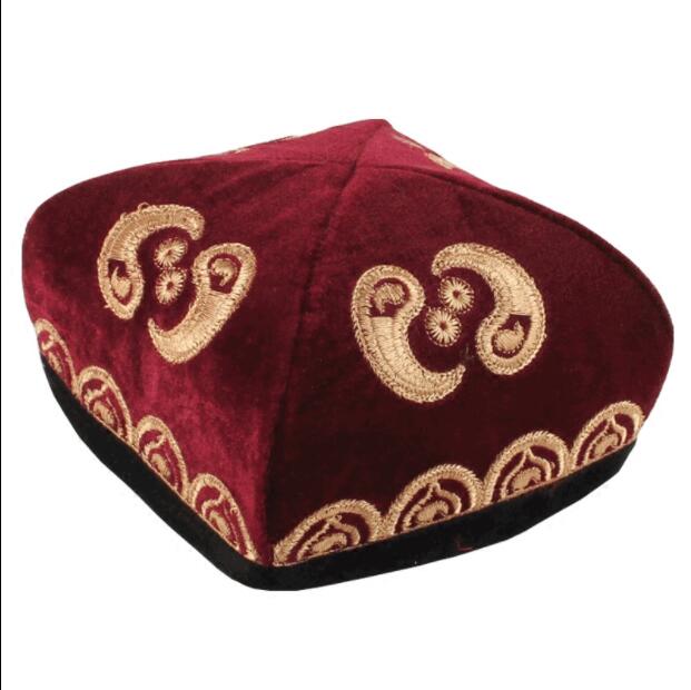 Tetagon-Sombrero de flores Uygur Doppa musulmán para hombre, Gorra con estampado de bordado plegable tradicional de Xinjiang, Doppa de cuatro almendros para escenario