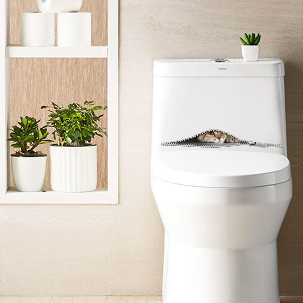 Leuke Kat Op Rits Muur Sticker Kabinet Badkamer Wc Voor Decoratie Behang Stickers Badkamer Stickers Op De Muur