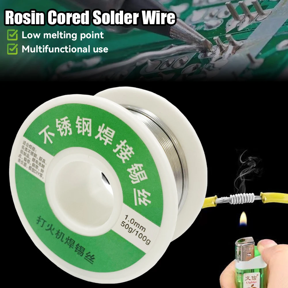 50/100g Easy Melt Low Temperature Solder Wires Stainless Steel Metal Weld Cored Welding Wires Universal Silver Welding Tools
