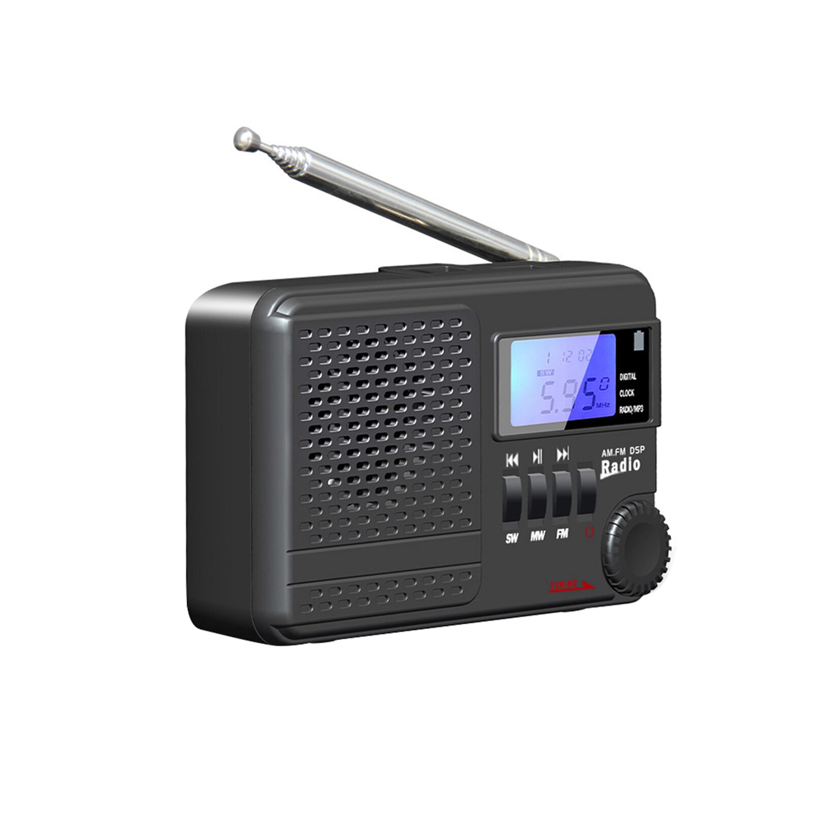 Handheld Digitale Radio Lcd-scherm Am Fm Mini Draagbare Antenne Muziek Afspelen Media Player MP3 Ondersteuning Tf-kaart Volledige band