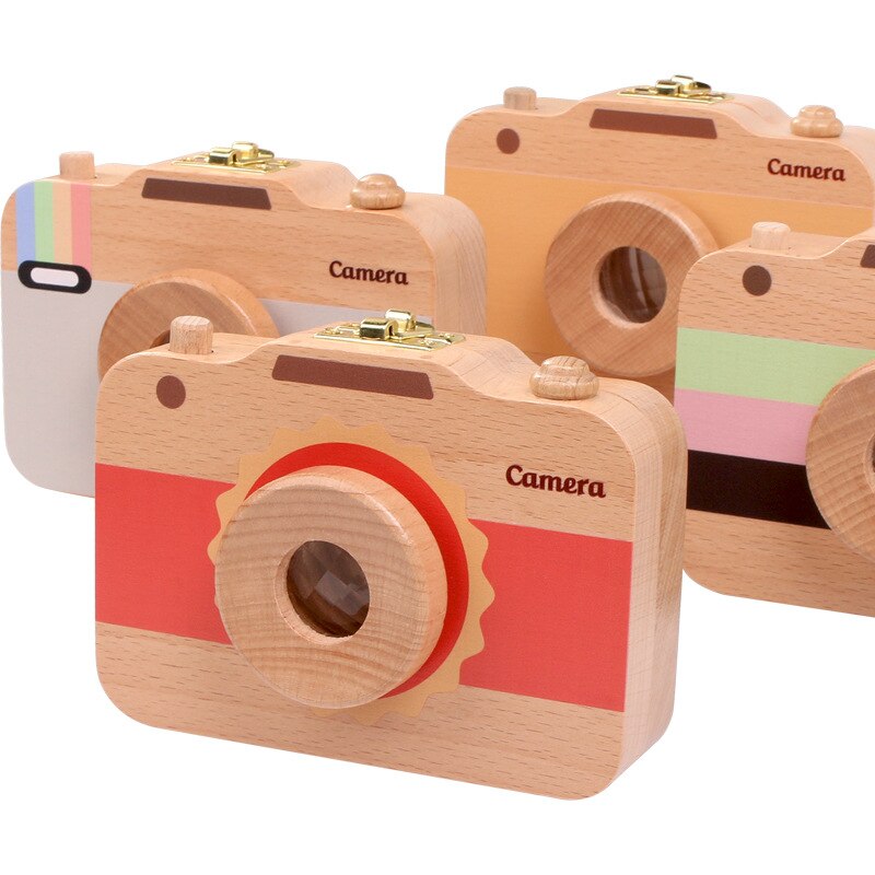 Wooden Baby Teeth Box Baby Tooth Keepsake Box Camera Shaped Wooden Container Storage Teeth Kids Tandendoosje Caja Dient