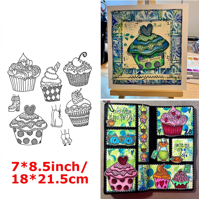 Clear Stamps Delicious Cupcake Candy Teapot Plate Silicone Stamps Flowers Stylist Attractive Headdress Hat 2022 Stamps: 3