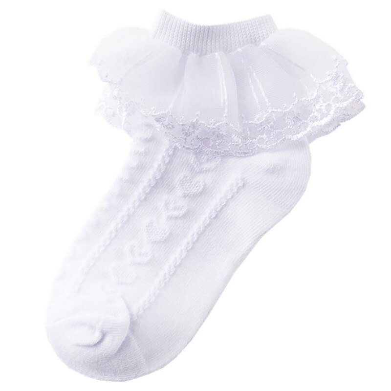 3-12y kindersokken meisjessokken met kantdecoratie voor dansvoorstelling mooie effen kleur ademende kindersokken met
