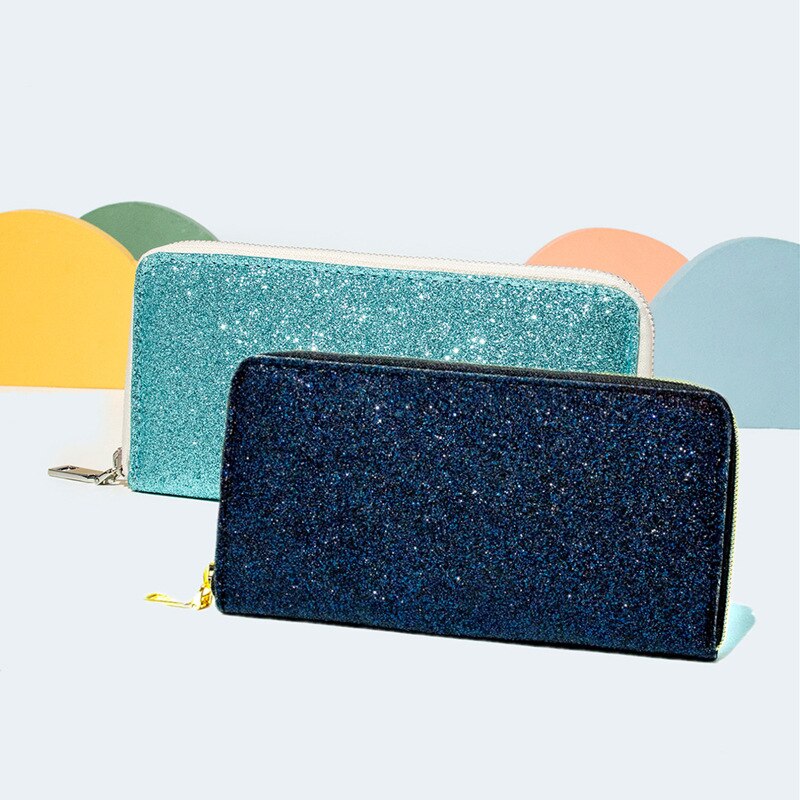 Mode Dames Rits Portemonnee Grote Capaciteit Glitter Clutch Bag Vrouw Pu Lederen Portemonnee Mode Vrouwelijke Telefoon Tas