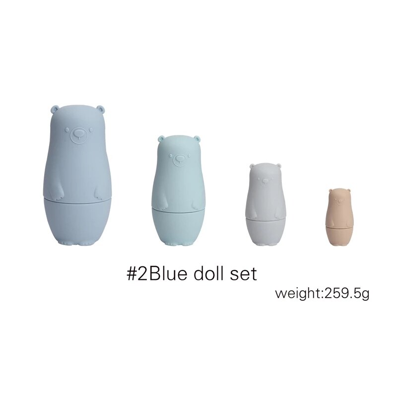 1Set Baby Regenboog Kleuren Siliconen Stapelen Speelgoed Montessori Creatief Speelgoed Bpa Gratis Food Grade Siliconen Vroege Onderwijs Kinderen: Blue doll