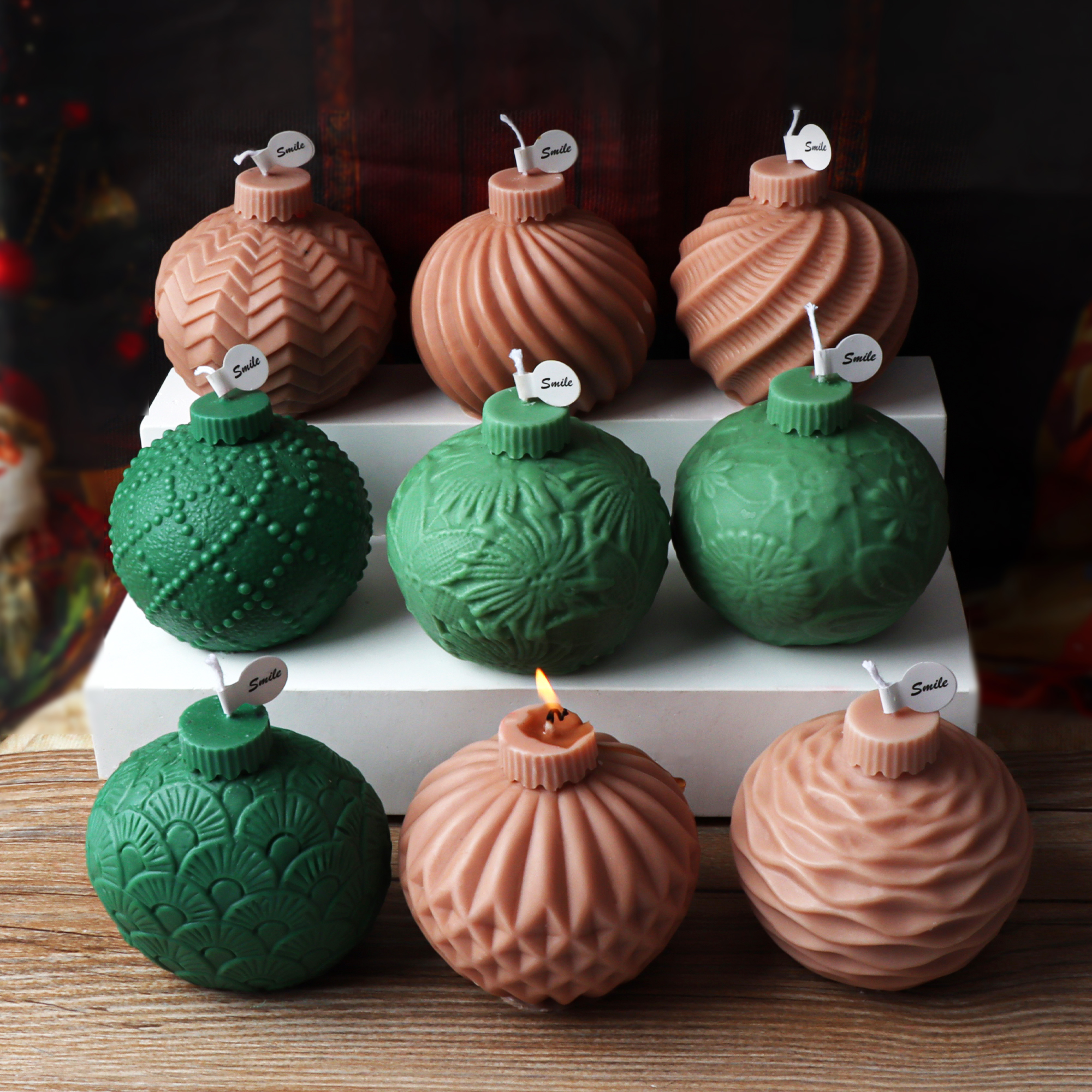 Stampo in silicone per campana di Natale fai-da-te design con sfera di lanterna in rilievo 3D per candele profumate e decorazioni natalizie