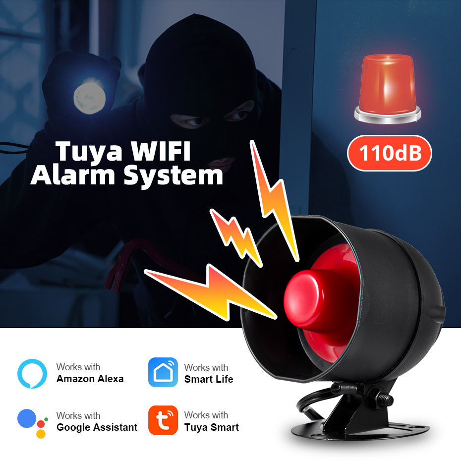 KERUI Tuya WIFI inteligente sistema de alarma de seguridad inalámbrico sirena hogar antirrobo Sensor de puerta de movimiento Compatible con Google Home Alexa 433Mhz