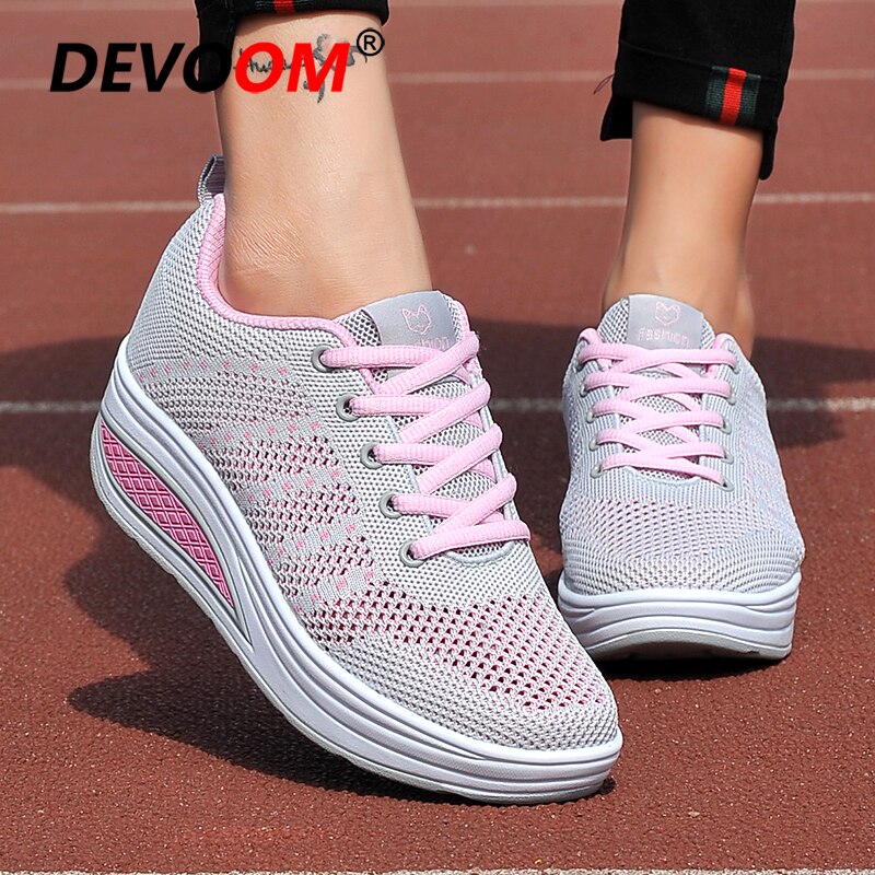 Swing Toning Shoes Women Height Increasing Fitness Shoes Ladies Lace Up Breathable Mesh Sport Slimming Shoes Sneakers Women