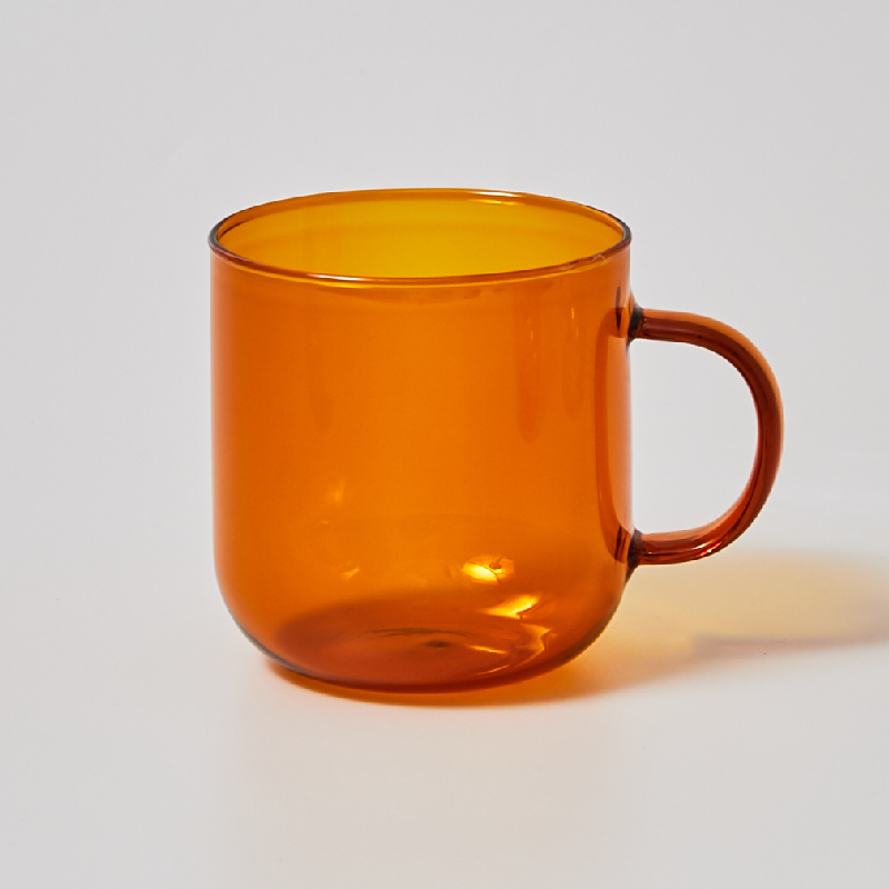Varmebestandigt glas farverige kaffeglas med hank husholdningsmælk morgenmad kop nordisk moderne krus drikkeglas: Rav krus