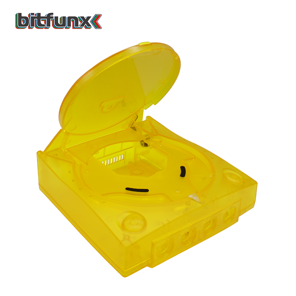 Bitfunx Replacement Plastic Shell Translucent Case for SEGA Dreamcast DC Retro Video Game Console Transparent Boxes: Yellow