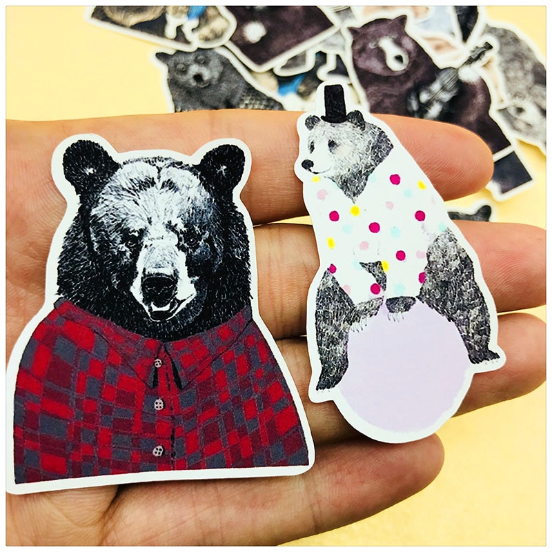 Cartoon Bear Animal Stickers DIY Scrapbook Album Diary Card Making Happy Plan Decoration Stickers