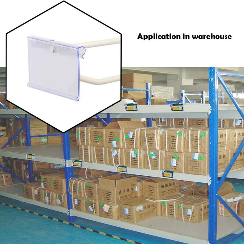 100 pezzi porta etichette in plastica trasparente per scaffali in filo prezzo al dettaglio porta etichette porta Display segno merce (6X4 Cm)