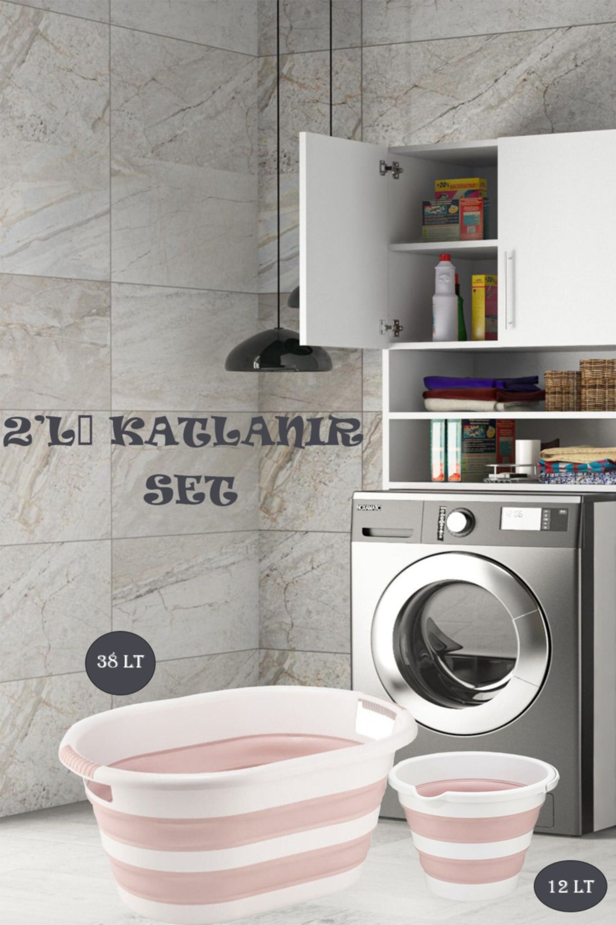 Set of 2 Collapsible Laundry Basket Collapsible Accordion Water Bucket Generation Cleaning Foldable Laundry Basket Silicone: 38lt Brown Set