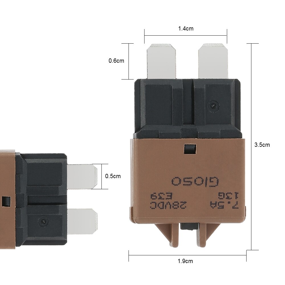 F446 7.5A Manual Reset Circuit Breaker Blade Fuses with Button for Car Truck Motorcycle