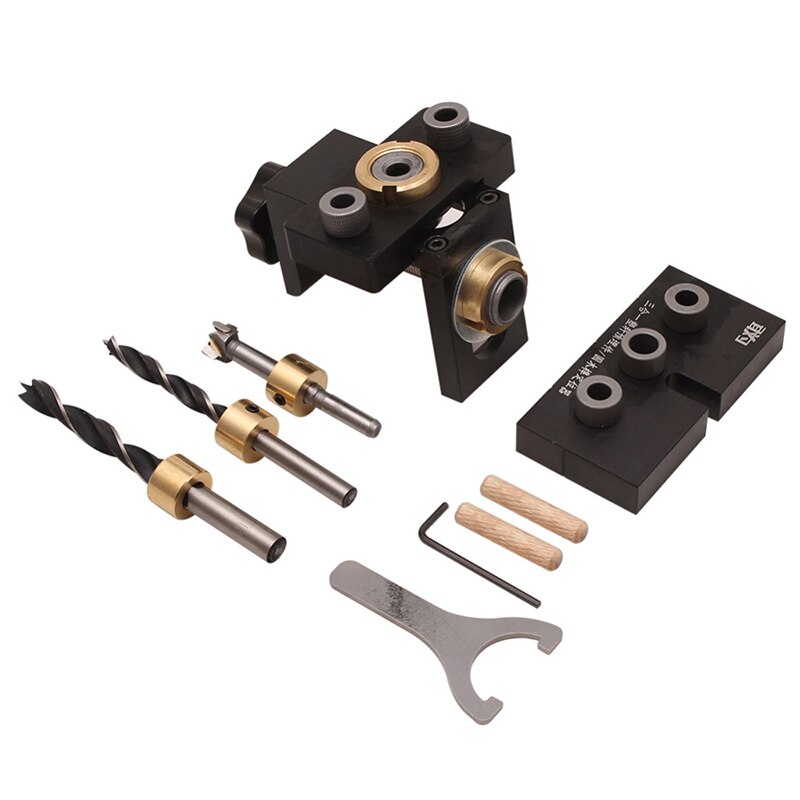 CEIEVER Pocket Hole Jig System, 3-in-1 Houtbewerking Doweling Jig Kit met Positionering Clip Verstelbare Boor Gids Puncher Locator voor Houtbewerking DIY (4