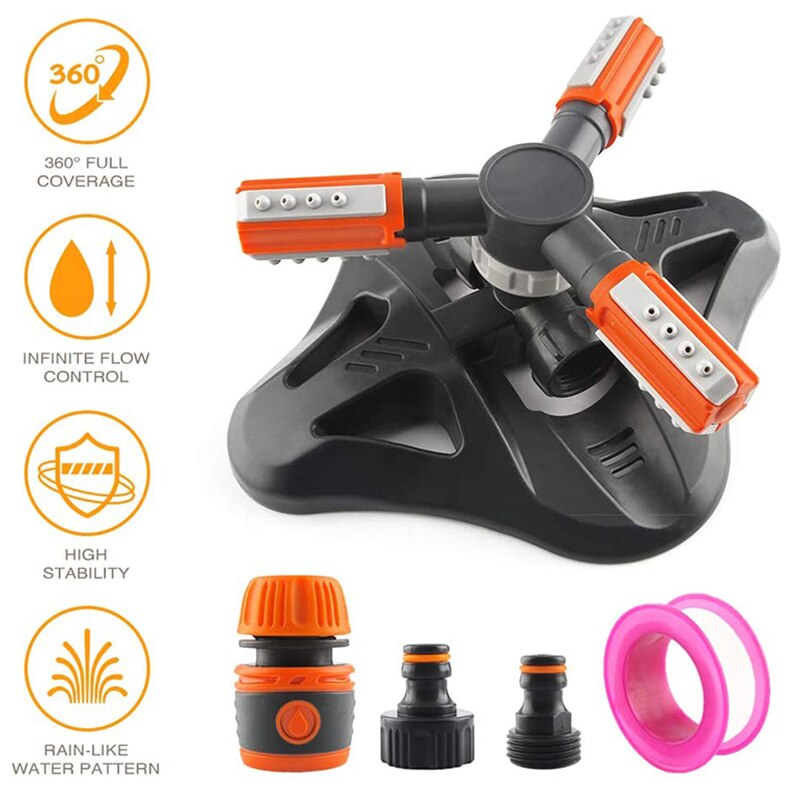 Sprinklers for Garden, Upgraded Automatic Water Irrigation System with Flow Control 360° Rotating Water Sprinkler for Kids