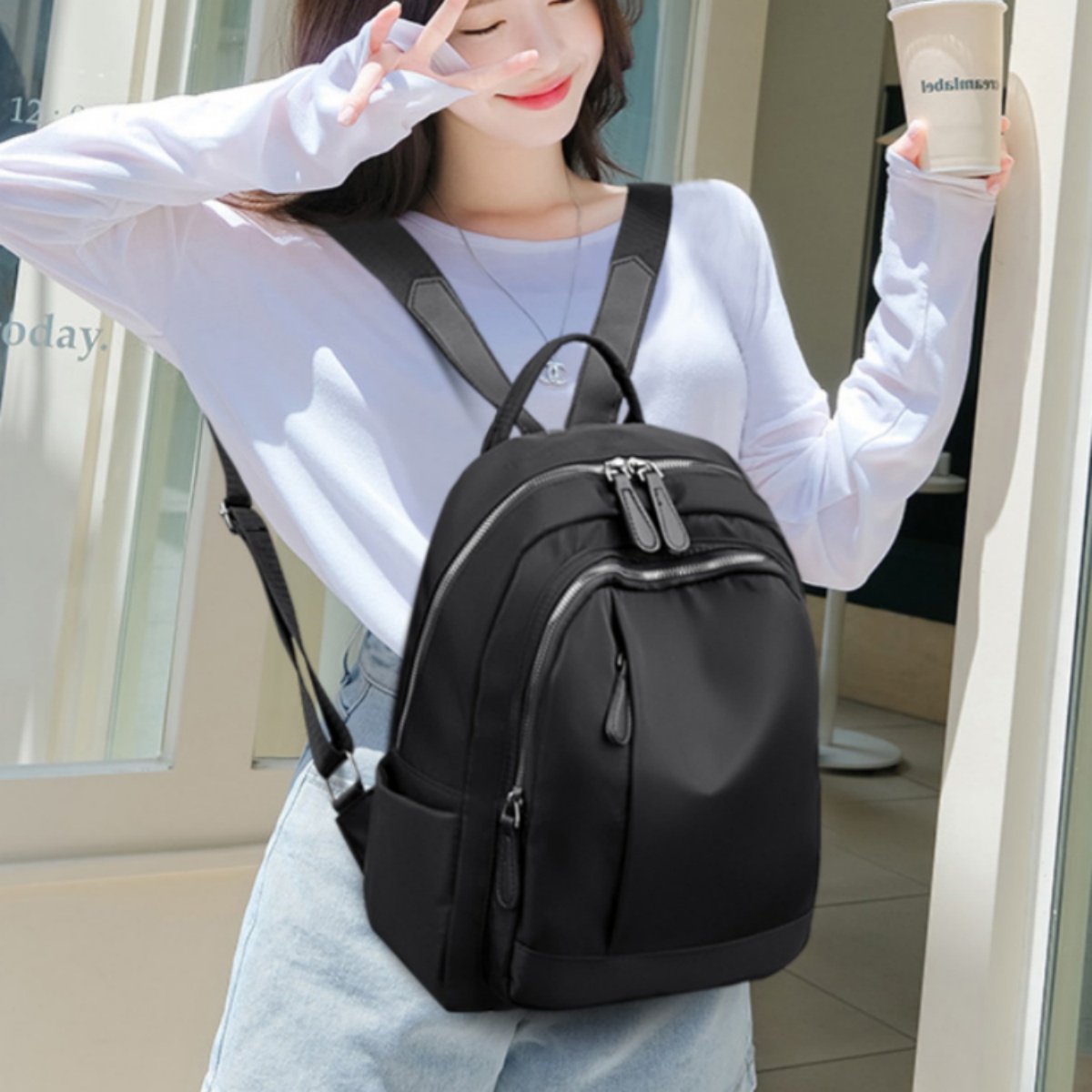 Leisure backpack, nylon cloth backpack, can be worn on one shoulder or crossbody, unisex