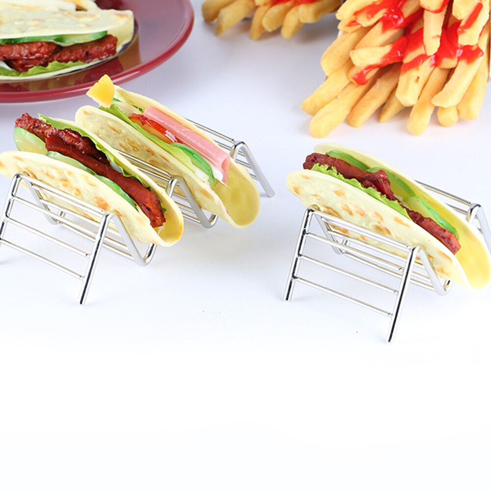 Acier inoxydable Taco support plaque frite alimentaire refroidissement Drain plateau support crêpes étagère de rangement Pizza tarte présentoir cuisine outil