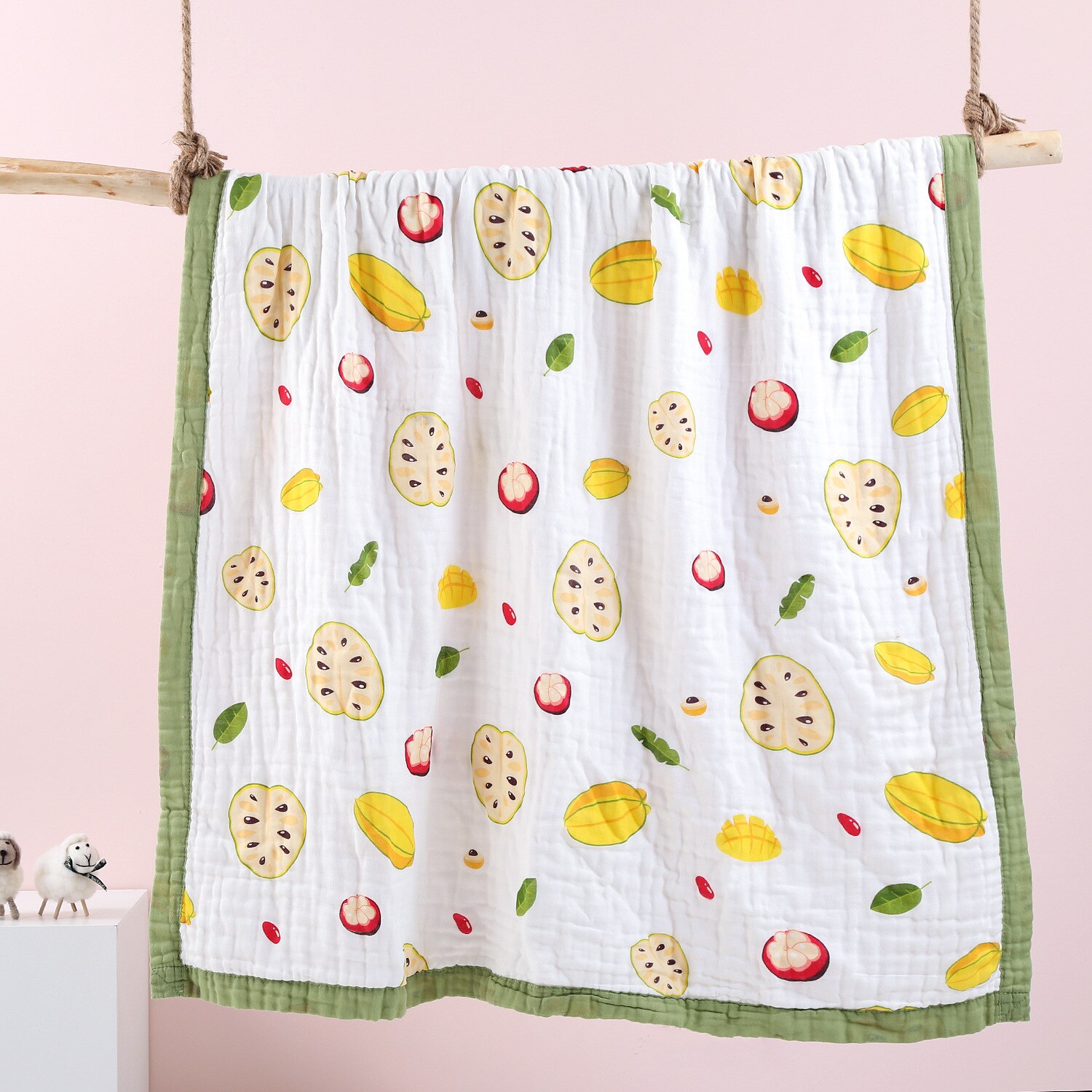 110*110cm Baby Decke 6 Schichten Super Weiche Baumwolle Musselin Decke Wickeln Atmungsaktive Kleinkind freundlicher freundlicher Baby Decke Blick: Hingabe Frucht