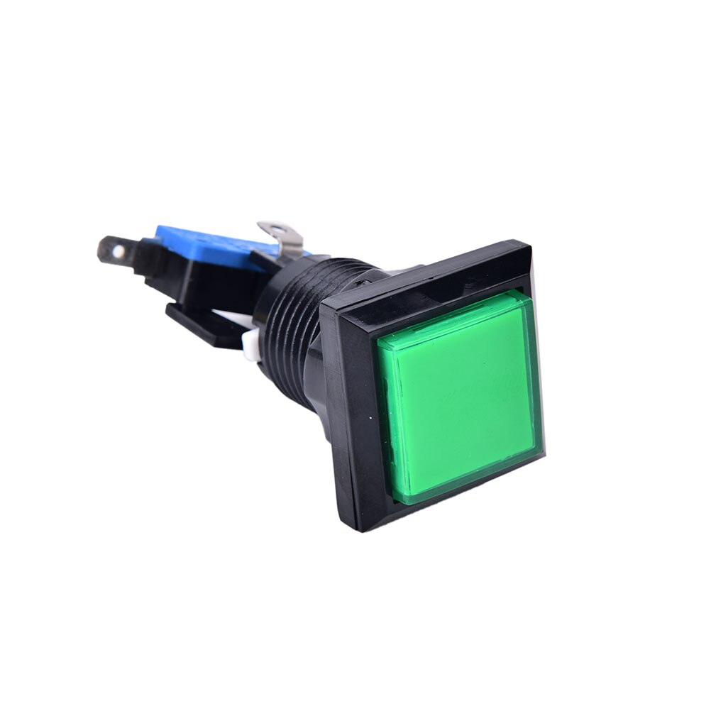 1PCS Square game machine push button arcade LED momentary illuminated push button 5 Colors: Green