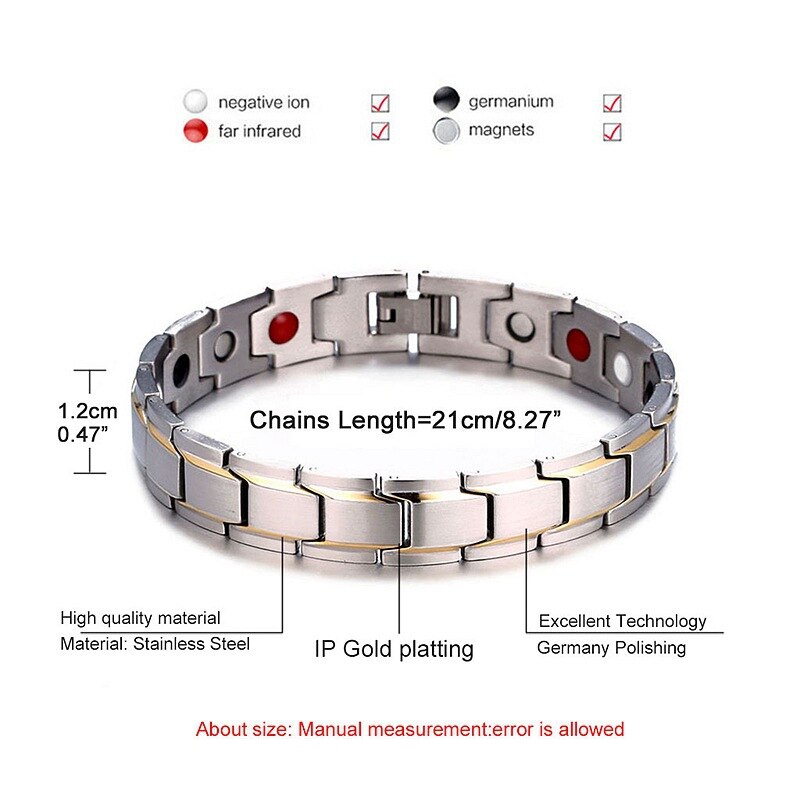 Gezondheid Armband Magnetische Therapie Anti-Vermoeidheid Rustgevende Sfeer Metalen Zinklegering Magneet Gezondheid Armband Bedelarmband Voor Zowel Mannen