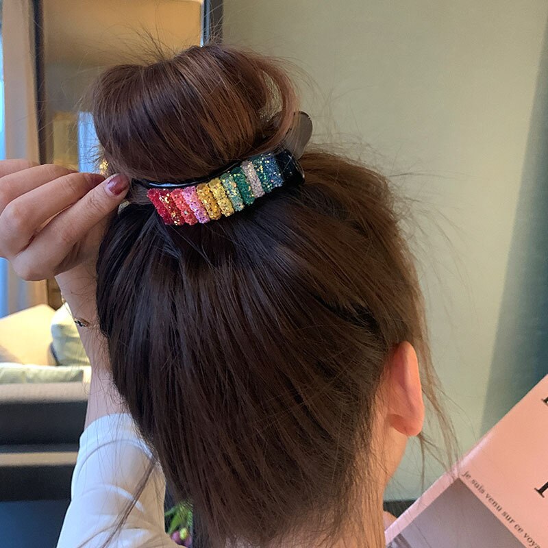 femmes filles mignon coloré strass à la main cheveux griffes doux cheveux ornement Clip épingles à cheveux bandeau cheveux accessoires