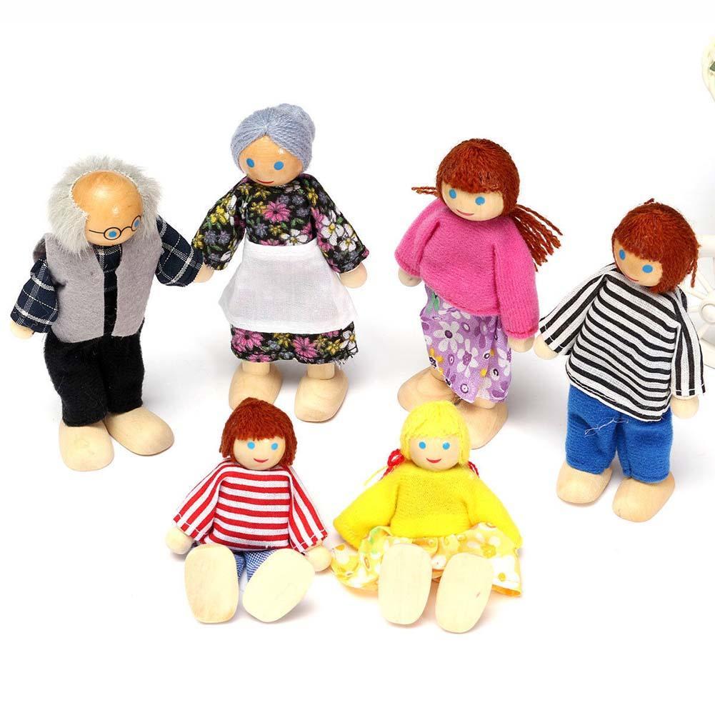 Giocattoli delicati in legno per mobili per case delle bambole Set in miniatura per bambini finta sale giochi accessori educativi per bambini: 6 pcs dolls set