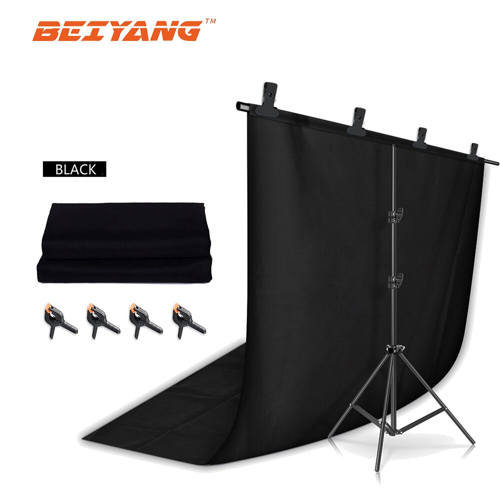 Beiyang T-Vorm Foto Achtergrond Stand Met Zwarte Mousseline Achtergrond Voor Photo Studio