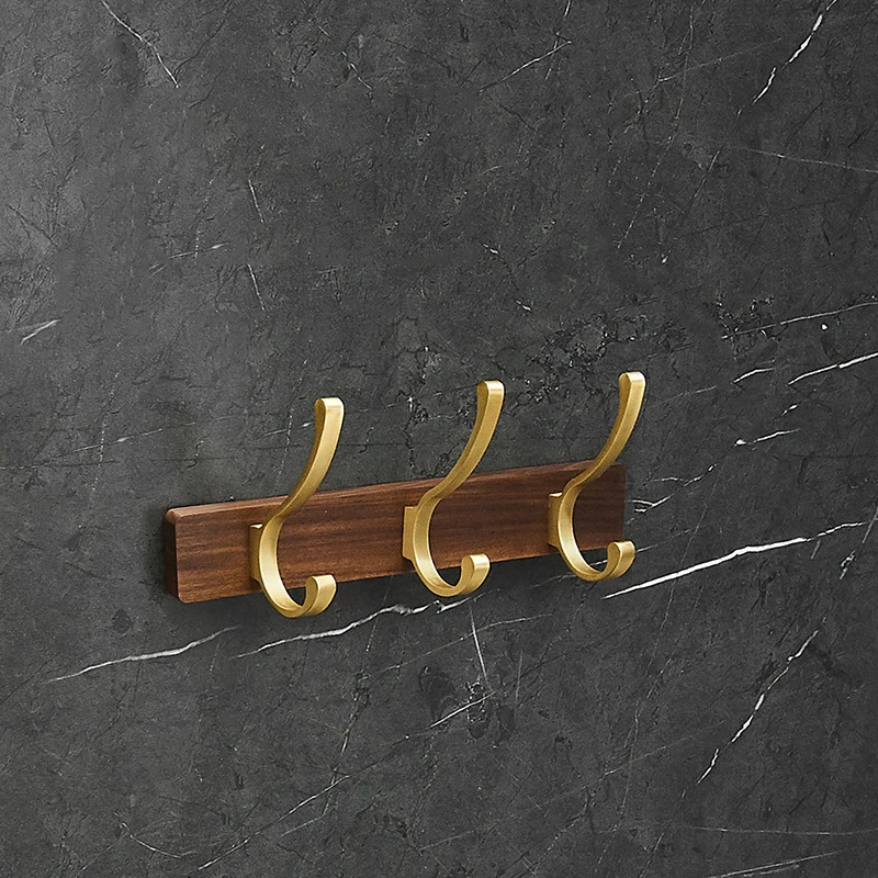 Badkamer Zwart Walnoot Kapstok Achter Deur Handdoekhaak Geborsteld Goud Wandmontage Douche Rij Haak Houten badkameraccessoires: Rood