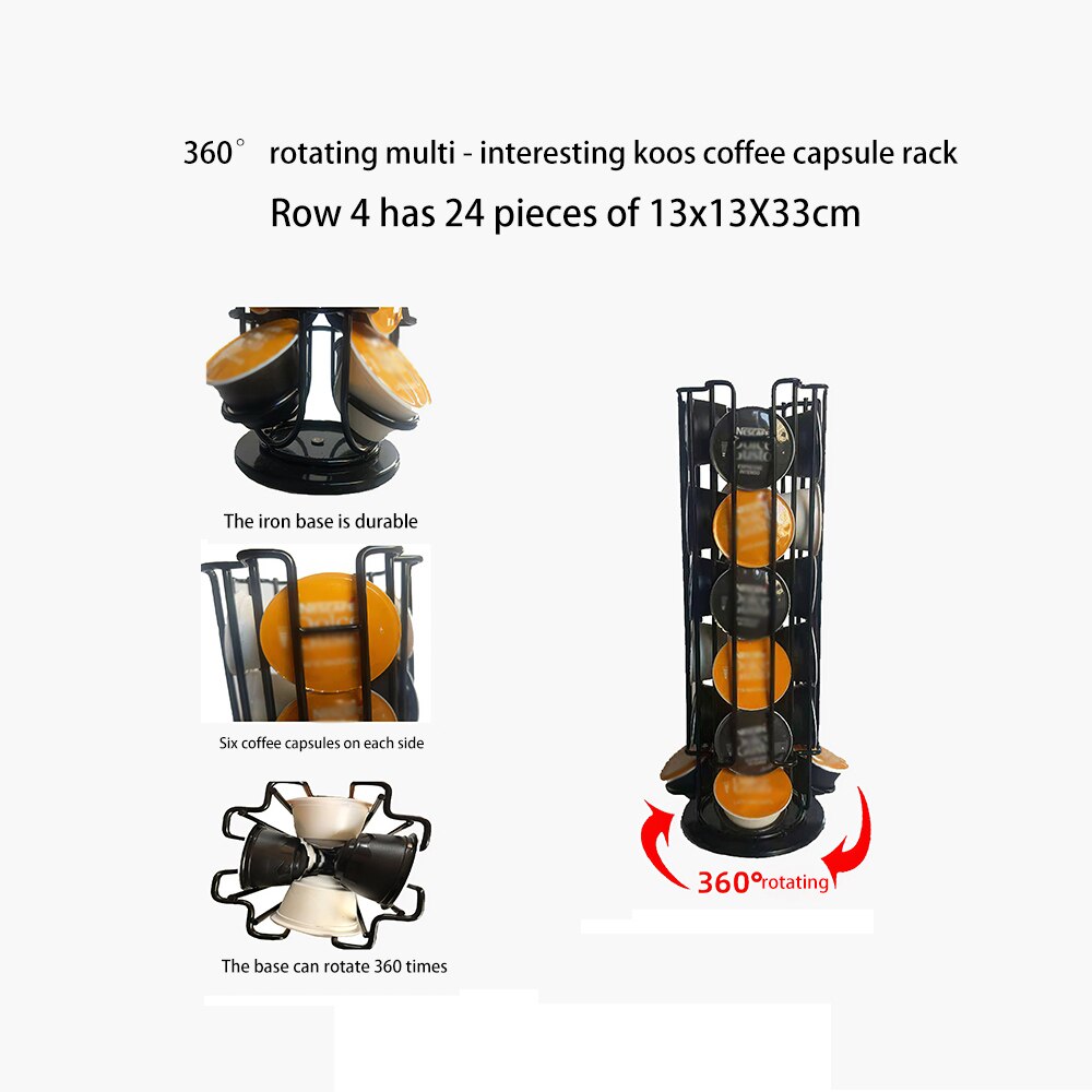 Duolvqi Metalen Koffie Pod Houder Ijzer Chroom Plating Stand Koffie Capsule Opbergrek Voor 24Pcs Dolce Gusto Capsule/nespresso