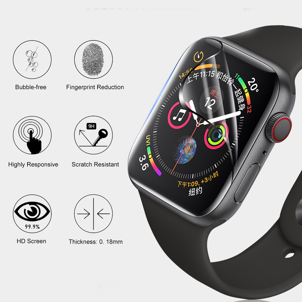 Protecteur d'écran pour Apple Watch Ultra 2, Film souple pour iWatch Series 10, 9, 8, 7, 6, SE, 5, 49mm, 40mm, 41mm, 42mm, 44mm, 45mm, 38mm, 5 pièces
