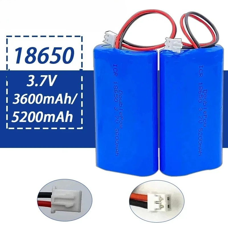 18650 3.7v 5200 mah litiumbatteripakke, 3600 mah oppladbare li-ion-batterier,  xh2.54 stk. for megafonhøyttaler, monitorer, led-lys