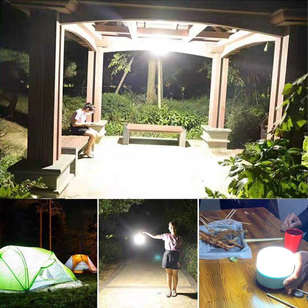 Luz LED Solar para acampada, Bombilla recargable por USB de 300W para tienda de campaña al aire libre, linternas portátiles, luces de emergencia para barbacoa y senderismo