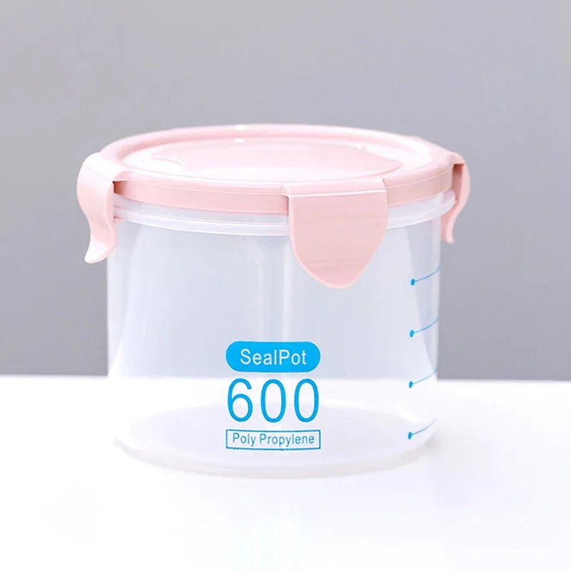 Botes de almacenamiento de alimentos de cocina con escala, organizador multigrano, tarro sellado, lata de plástico a prueba de humedad, tanque de almacenamiento hermético: Azul oscuro