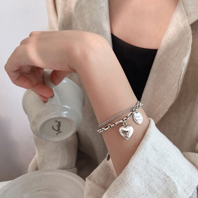 925 Sterling Silver Love Heart Armband Voor Vrouwen Mannen Tag Armband Beste Valentijnsdag Sieraden