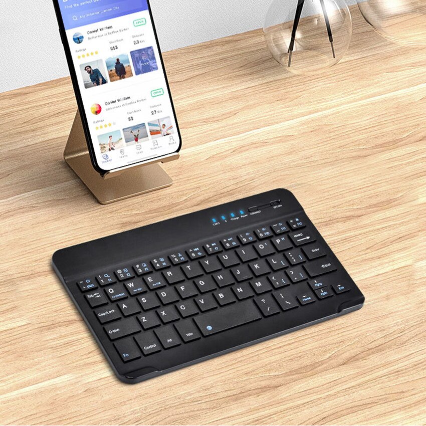 7 Inch Wireless Keyboard Mini Bluetooth-compatible Keyboard for PC Tablet Phone Rechargeable Noiseless Keyboards