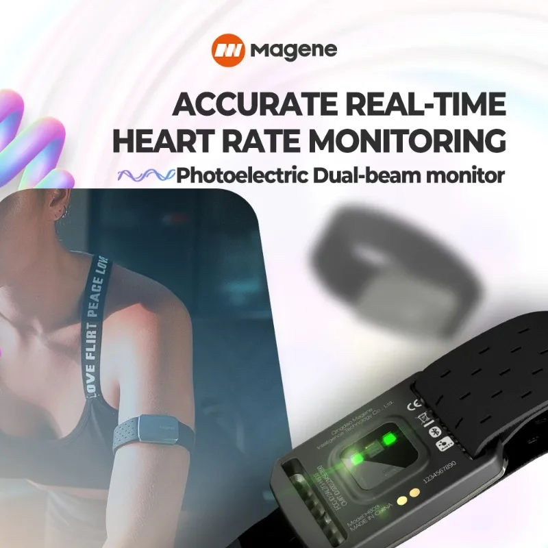 Magene monitor de frequência cardíaca, modo duplo, bluetooth, ant h803, sensor, braço, pulseira, fitness, batimento cardíaco, rastreador, exercício de saúde