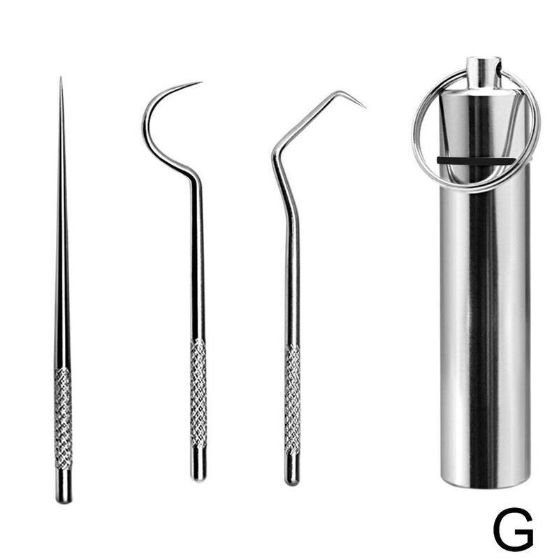 Roestvrij Staal Tandenstoker Met Aluminium Metalen Tandenstoker Houder Draagbare Outdoor Tooth Pick Dispenser Mondhygiëne Care Apparatuur: Zilver