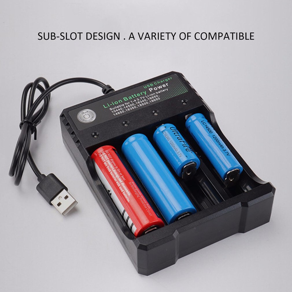 Fire slots li-ion batteri vekselstrømsadapter 18650 batterioplader til 18650 26650 18350 16340 14500 18500