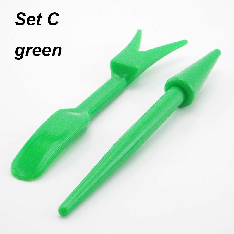 Mini Gardening Hand Tools Set Succulent Plants Watering Bottle Miniature Garden Flower Plants Bucket Shovel Tool DIY Accessories: Set C green