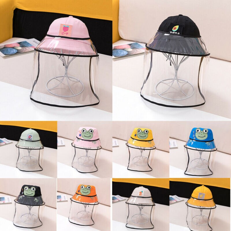Kids Anti Saliva Anti Droplet Dust-proof Cute Causal Cartoon Outdoor Safety Protective Fisherman Cap Removable Shield