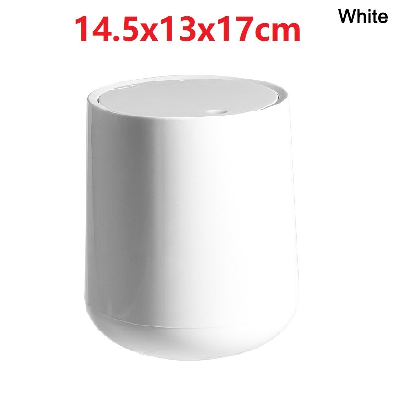 4L Small Round Plastic Trash Can Wastebasket Garbage Container Bin with Swing Top Lid for Bathrooms Kitchens Home Offices: white