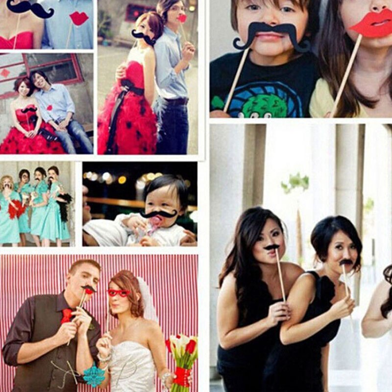 50 Stks/set Fun Photo Booth Prop Lip Kleurrijke Kaart Op Een Stok Bruiloft Decoratie Gunst