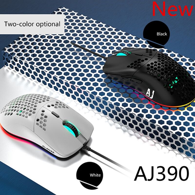 Ajazz AJ390 Gaming Mouse with 16,000 DPI Optical Sensor 6 Colors Wired Mouse Hollow-out Gaming Mouce Mice Adjustable 7 Keys