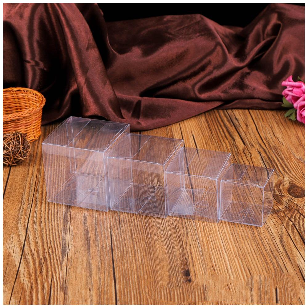 10 Uds. De cajas transparentes de PVC para regalar golosinas de boda para invitados cuadrados, caja de para Baby Shower, decoración para de cumpleaños y boda