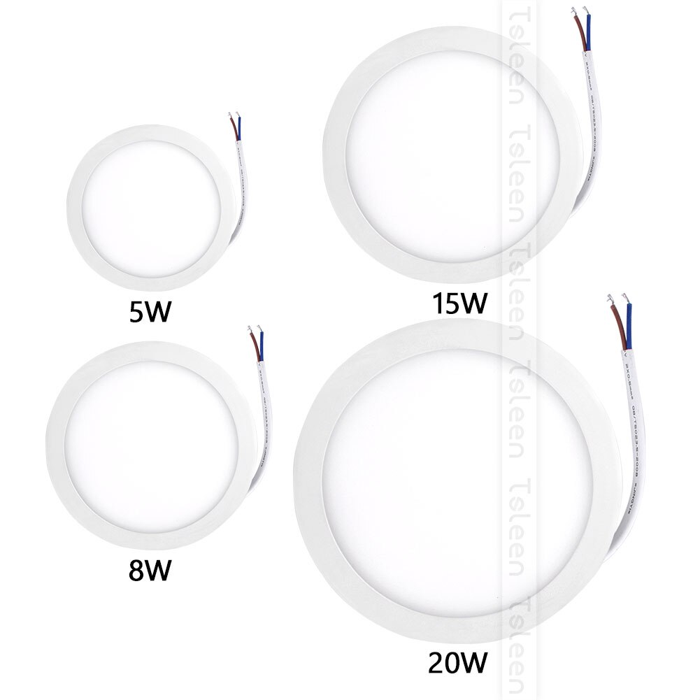 Tsleen led panel lys rund firkantet ultra tynd downlight  ac220v 6w 8w 15w 20w led loft forsænket lys til indendørs badeværelse
