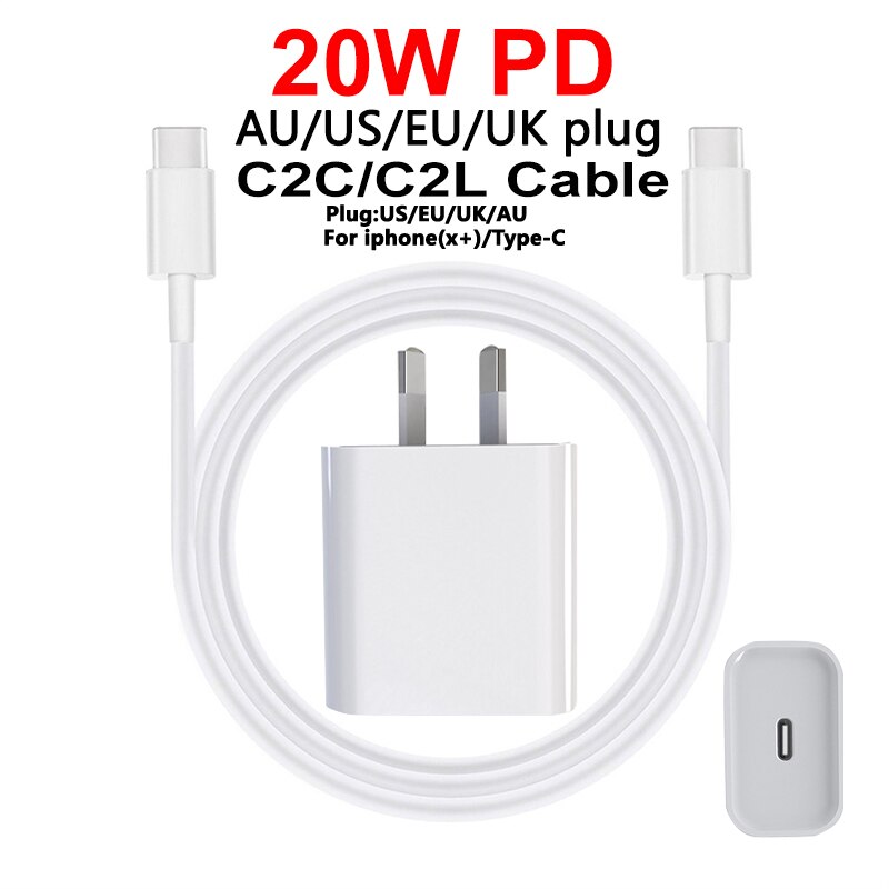 PD 20W USB-C Chargeur Adaptateur secteur US EU Prise QC4.0 20W Téléphone Intelligent Chargeur Rapide pour iPad Pro Air iPhone 12 mini 11 Pro Max Xs X