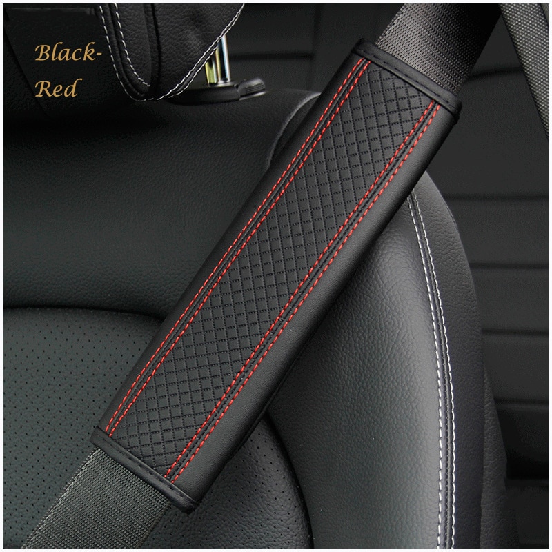 Fibre Lederen Reliëf Seat Belt Schoudervullingen, Interieur Gordel Schouder Covers, Auto Seat Cover Veiligheid Riemen